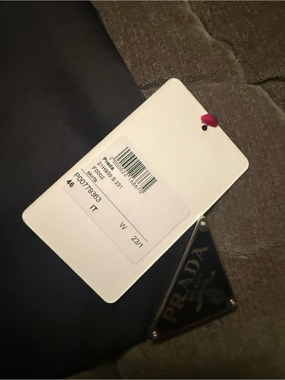 Prada Black Satin Mini Skirt with Logo Plaque